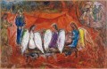 Abraham y tres ángeles contemporáneo Marc Chagall